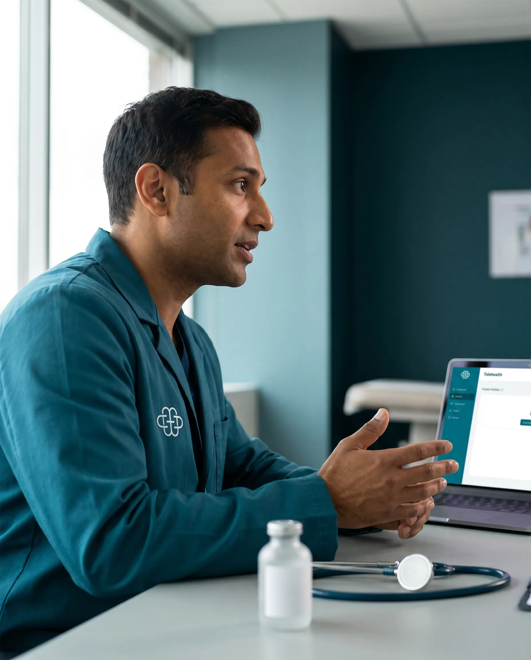 Frontier telemedicine platform with booking calendar, patient intake, video visits, and patient portal